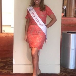 Two piece orange skirt outfit